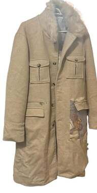 GALA Overcoat Size XXL Beige Faux Fur Collar Renaissance Lining